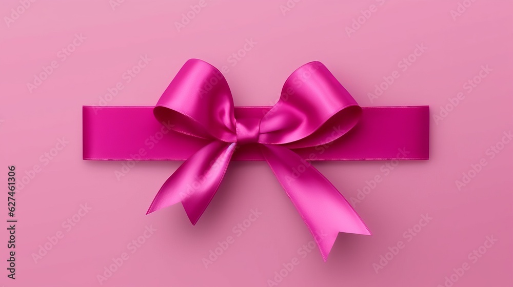 Illustration of a pink ribbon with a bow on a pink background Illustration of a pink ribbon with a bow on a pink background
