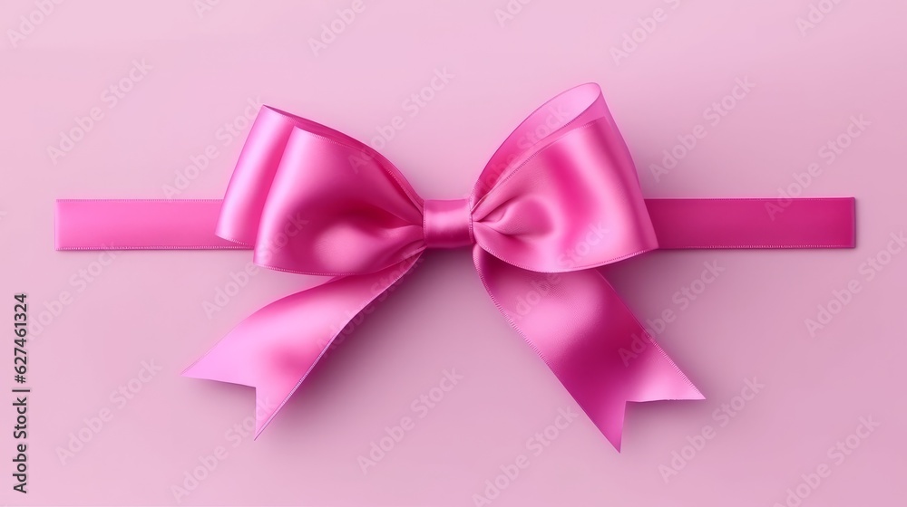 Illustration of a pink ribbon with a bow on a pink background Illustration of a pink ribbon with a bow on a pink background