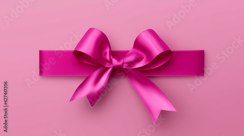 Illustration of a pink ribbon with a bow on a pink background