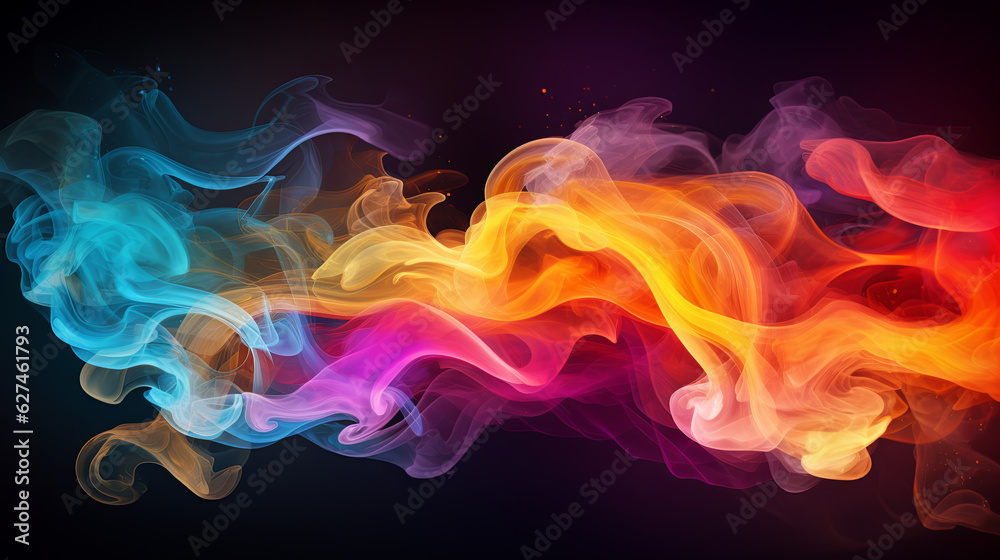 An abstract background of rainbow colored vapors