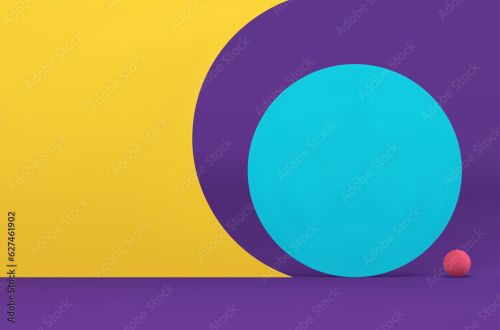 Obraz premium 3d showroom promo studio bright interior abstract geometric circle shape realistic vector