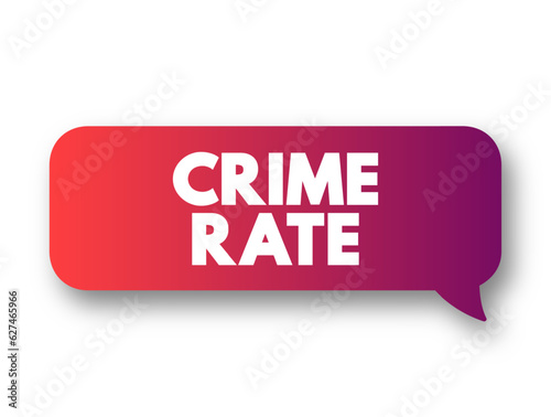Crime Rate is the ratio between the number of felonies and misdemeanours recorded by the police, text concept background photo