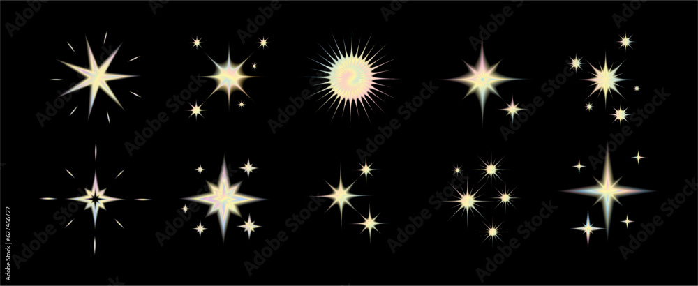Y2k style shapes blurred gradient set. Aura aesthetic elements star, sun. Vector illustration. Y2k style shapes blurred gradient set. Aura aesthetic elements star, sun. Vector illustration.