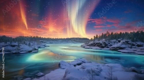Breathtaking nature of scandinavia. Generative AI © piai