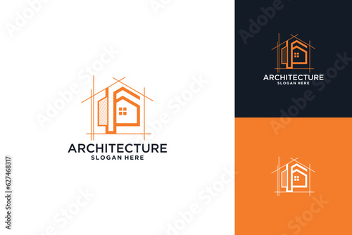 Building architecture logo design. House construction logo innovation.