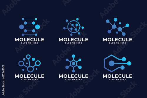 Molecule logo, Atomic structure logo design collection.