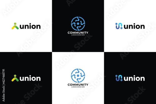 Set of Abstract people logo design represents symbols teamwork, diversity dan union.