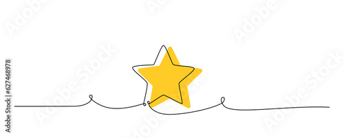 Rating star one single hand drawing line. Vector stock illustration isolated on white background for design top review feedback web page bar, restaurant, hotel, vote. Editable stroke. 