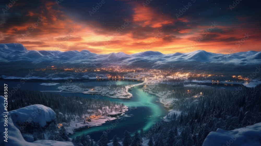 Fototapeta premium Breathtaking nature of scandinavia. Generative AI