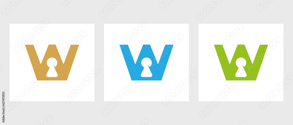 Letter W Key Hold Logo Design. Locked Icon, Security, Protection, Safe ...