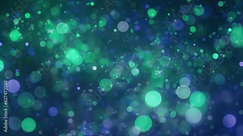 Green and purple glitter glam shiny abstract bokeh background vibrant colors de-focused wallpaper banner.