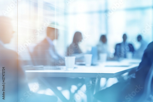 soft or blurred people at a board meeting. Corporate job. High quality photo