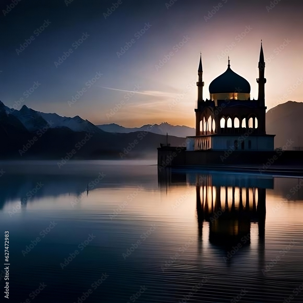 Crescent Dreams A Beautiful Masjid Under the Night Sky