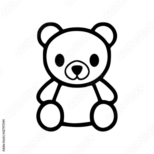 Teddy bear toy black outlines vector illustration