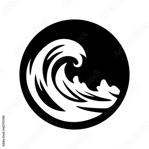 Black and white water wave circle icon vector illustration photo
