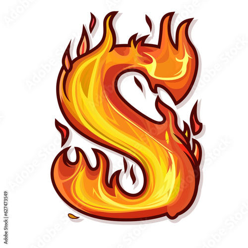 Letter S on fire, Flame in S shape , Fire S logo , flaming S clip art, stock vector image, S and fire logo concept stock image