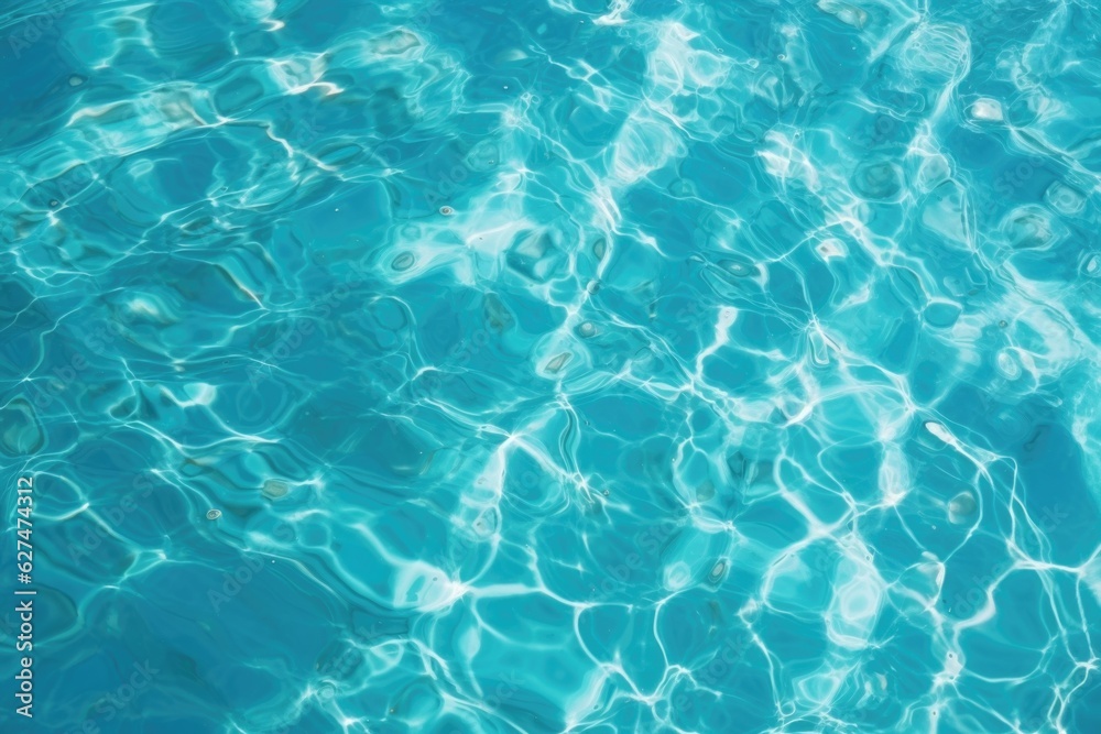 A pool with clear blue water and ripples. Abstract water texture Cyan background with waves