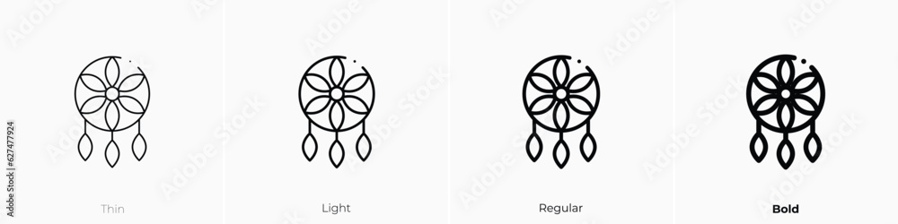 dreamcatcher icon. Thin, Light, Regular And Bold style design isolated on white background