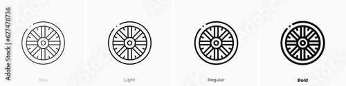 dharma wheel icon. Thin, Light, Regular And Bold style design isolated on white background photo