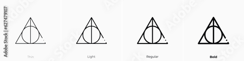 deathly hallows icon. Thin, Light, Regular And Bold style design isolated on white background photo