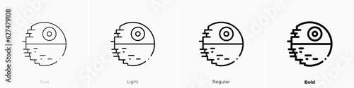 death star icon. Thin, Light, Regular And Bold style design isolated on white background photo