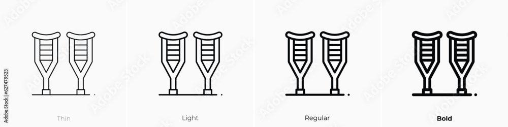 crutches icon. Thin, Light, Regular And Bold style design isolated on white background