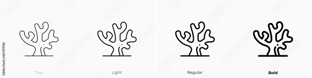 coral icon. Thin, Light, Regular And Bold style design isolated on ...