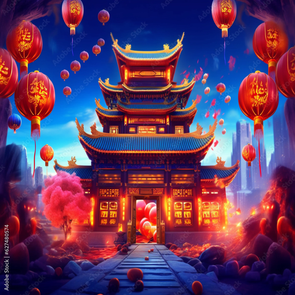 Fototapeta premium Blue Backgrounds Asian style theme