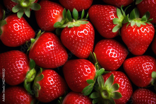 Fresh organic strawberries close up. Fruit background