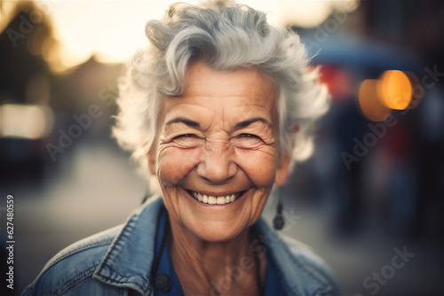 portrait of a caucasian adult mature woman smiling