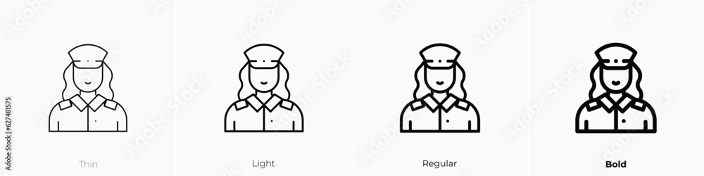 captain icon. Thin, Light, Regular And Bold style design isolated on white background