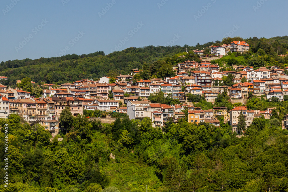 Fototapeta premium Houses on a slope in Veliko Tarnovo town, Bulgaria