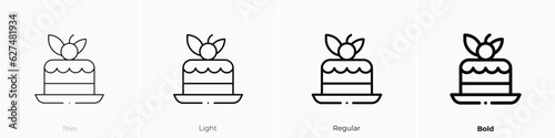 cake piece icon. Thin, Light, Regular And Bold style design isolated on white background