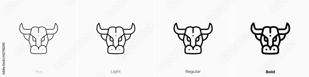 bull icon. Thin, Light, Regular And Bold style design isolated on white ...
