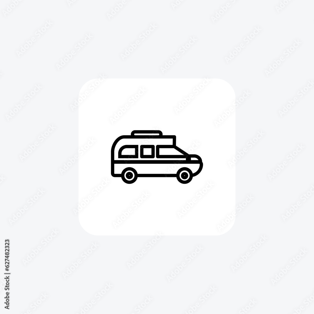 Van, Delivery Van, Cargo Vector Line Icon