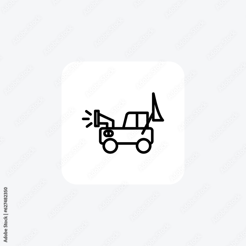 Announcement Van, Speaker System Vector Line Icon Announcement Van, Speaker System Vector Line Icon