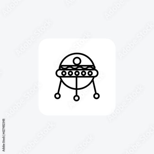 Ufo, Alient Ship Vector Line Icon