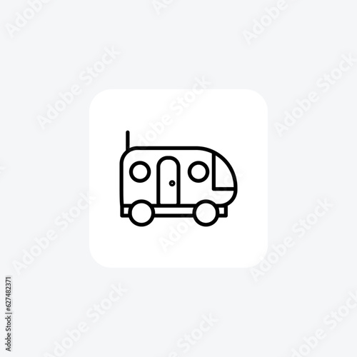 Vanity Van, Makeup, Transportation Vector Line Icon