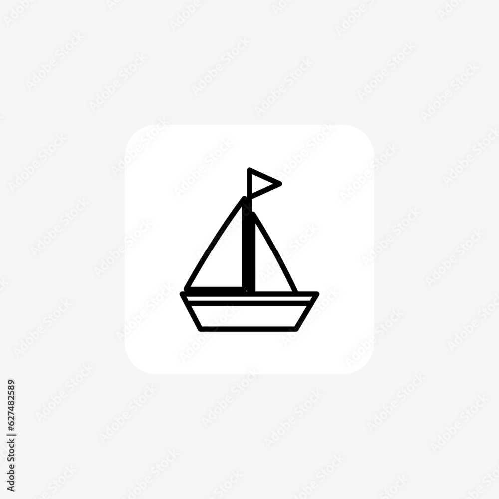 Sail Ship, Boat, Nautical Vector Line Icon Sail Ship, Boat, Nautical Vector Line Icon