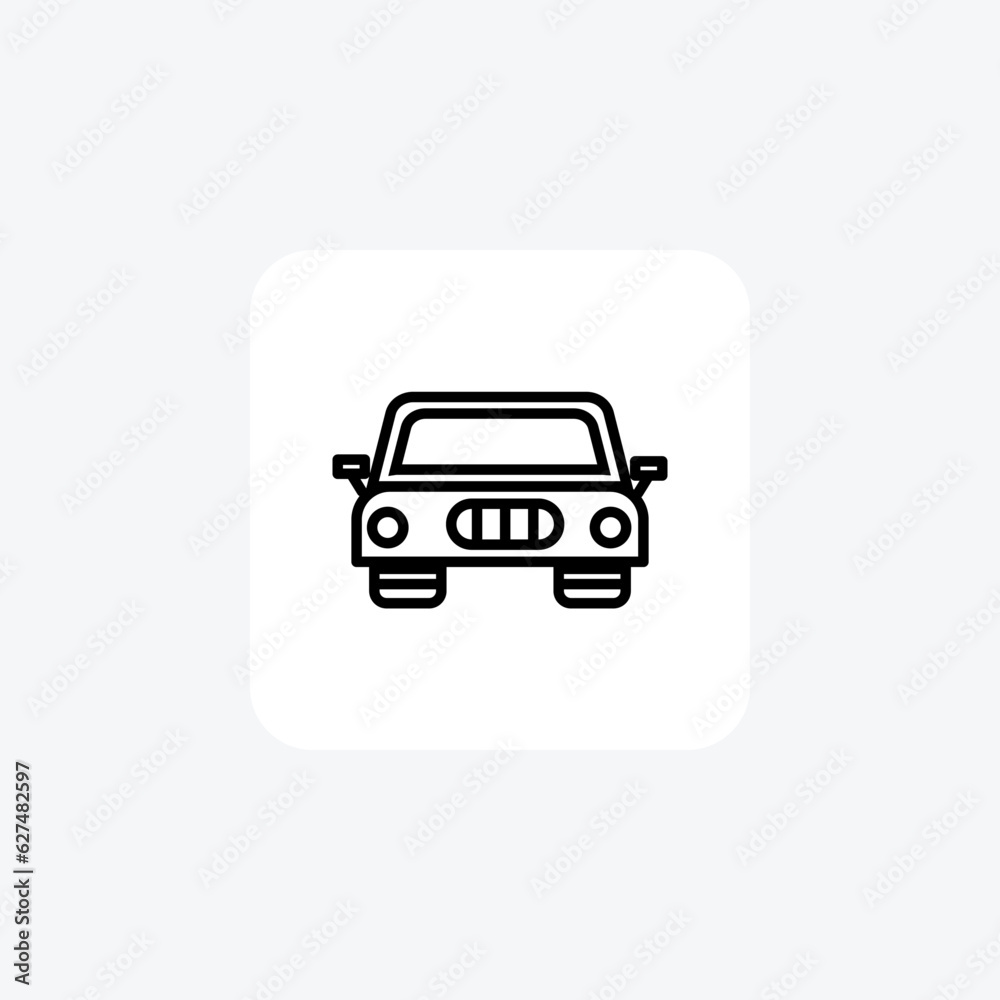 Front View Of Car, Vehicle Vector Line Icon Front View Of Car, Vehicle Vector Line Icon