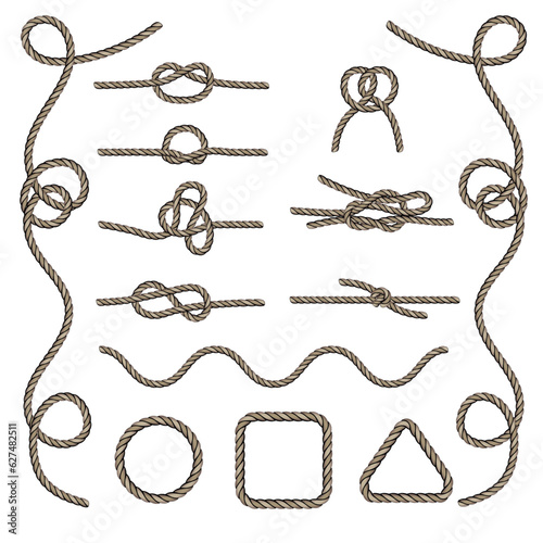 Rope knots isolated brush stroke Vector Design Element