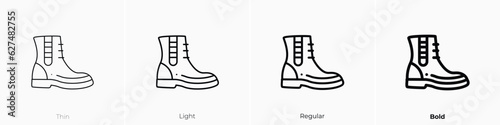 boot icon. Thin, Light, Regular And Bold style design isolated on white background photo