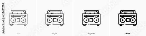 boombox icon. Thin, Light, Regular And Bold style design isolated on white background