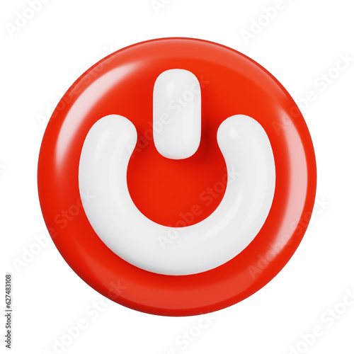 Power button isolated. General UI icon set concept. 3D Render illustration
