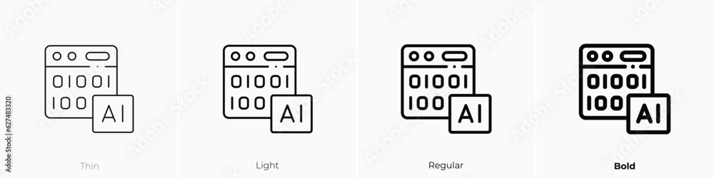 binary code icon. Thin, Light, Regular And Bold style design isolated ...