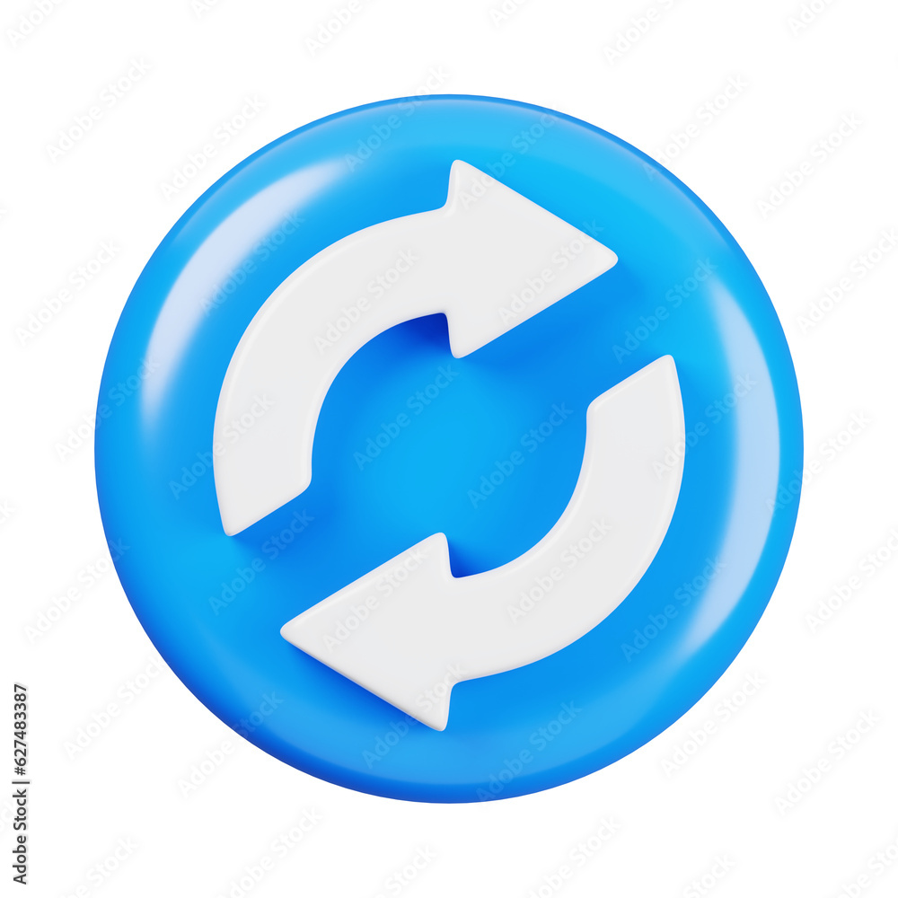 Refresh symbol isolated. General UI icon set concept. 3D Render illustration Refresh symbol isolated. General UI icon set concept. 3D Render illustration