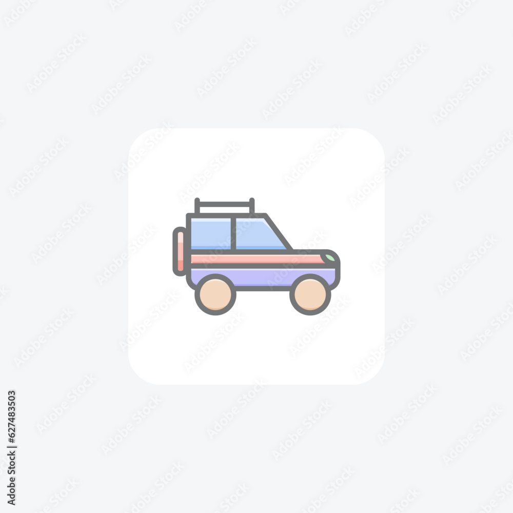 Jeep, Outdoor, Adventure Vector Awesome Fill Icon