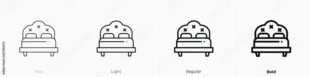 bed icon. Thin, Light, Regular And Bold style design isolated on white background