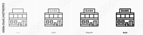 bank icon. Thin, Light, Regular And Bold style design isolated on white background