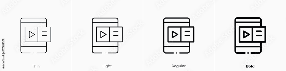 audio book icon. Thin, Light, Regular And Bold style design isolated on white background